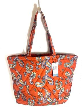 Vera Bradley Paisley Quilted Tote Bag NWT Tie Closure Large Shoulder Bag